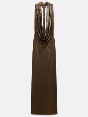 Zara Long foil halter top